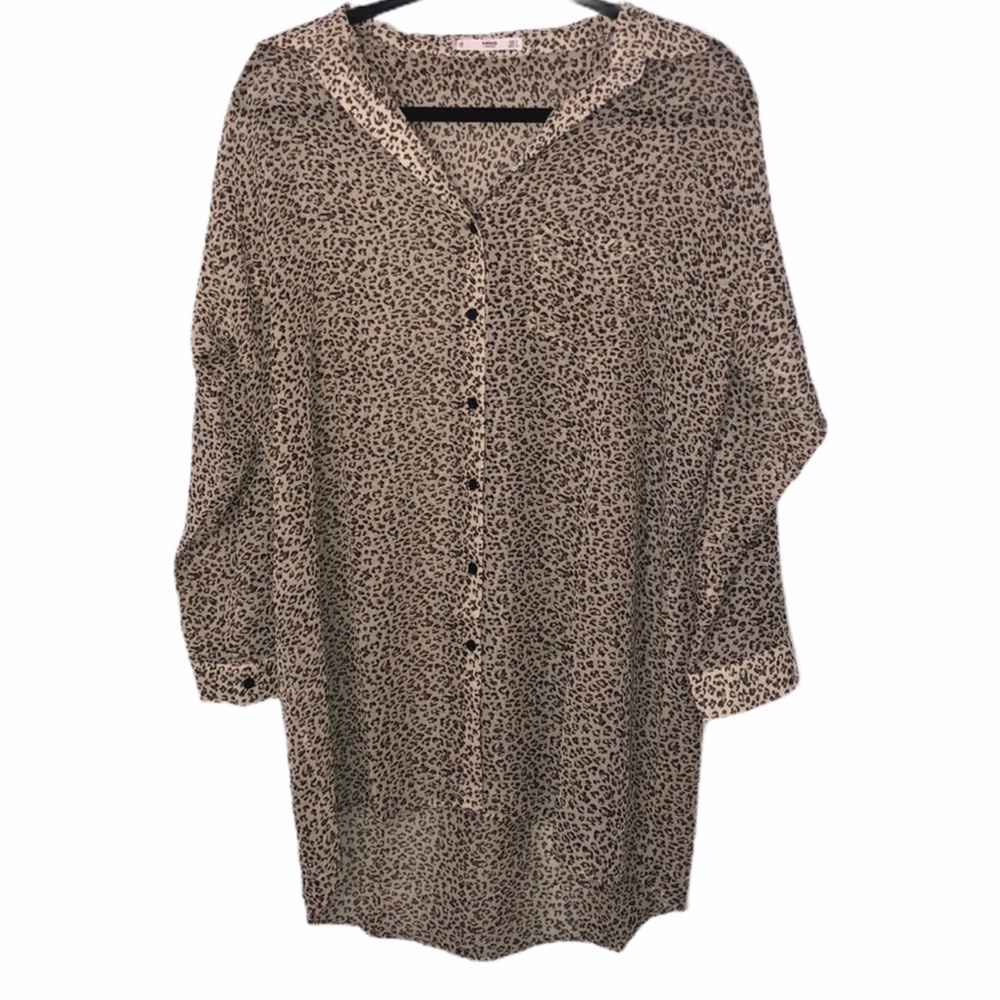 MNG Cheetah Print Button Blouse Sz Small